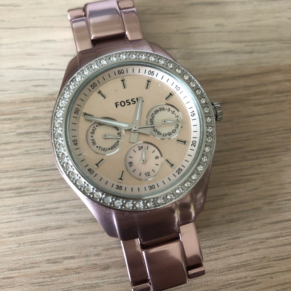 Fossil Rose Gold Diamond Face Watch